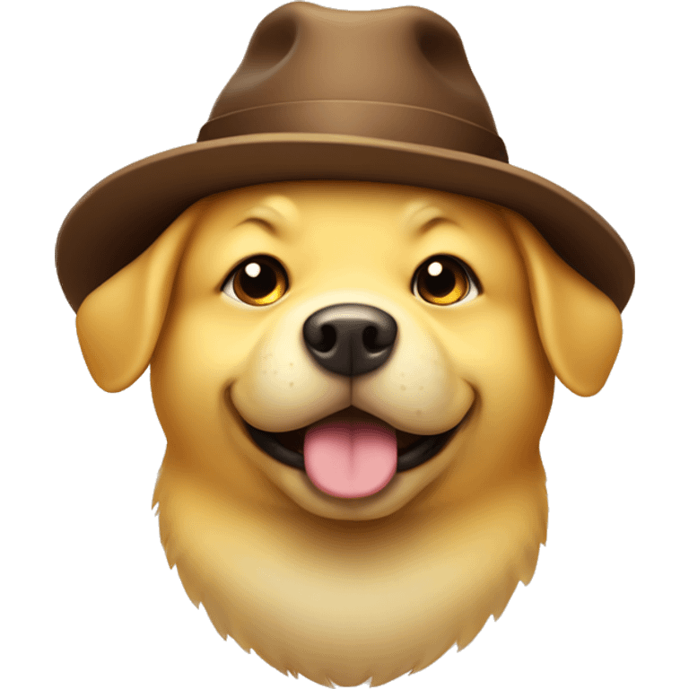 Cute yellow fat dog with brown hat emoji