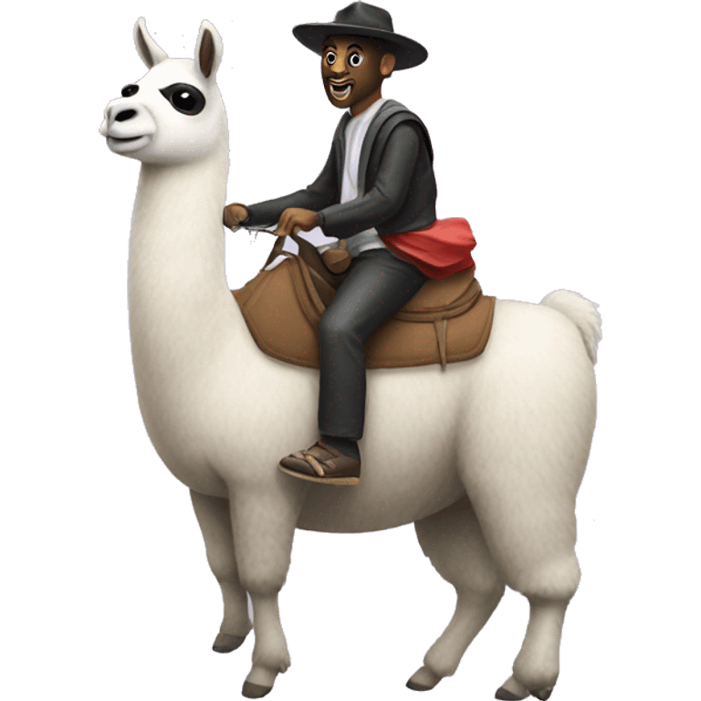 Llama riding a panda  emoji