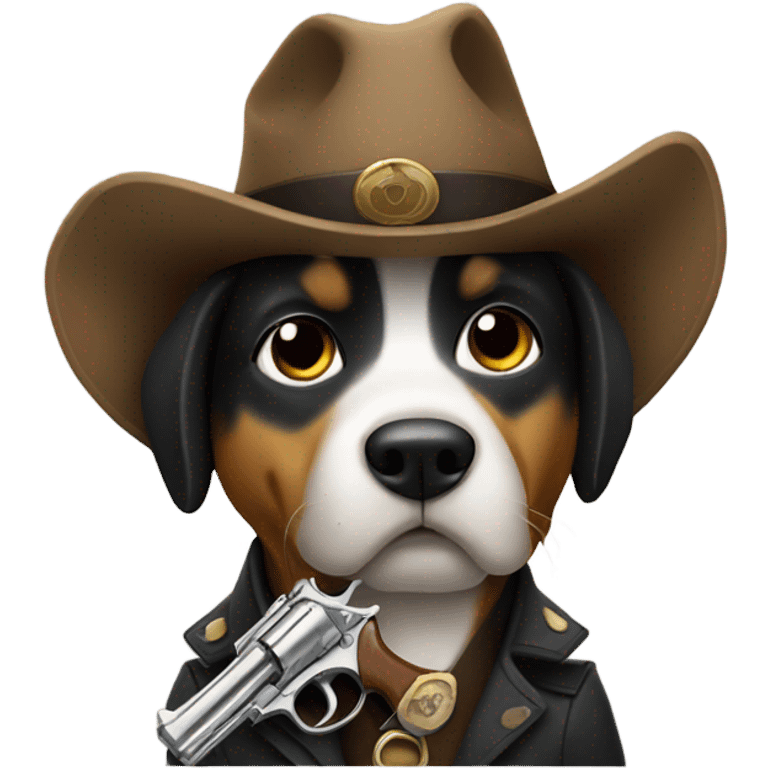 Dog holding a revolver emoji