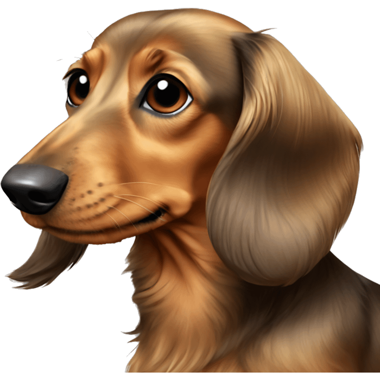 Beige color long hair dachshund full body emoji