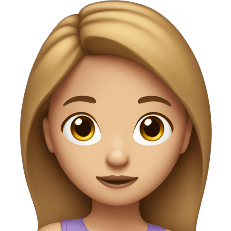 A memoji - girl with brown hairs, who hold her phone with a thoughtful face emoji