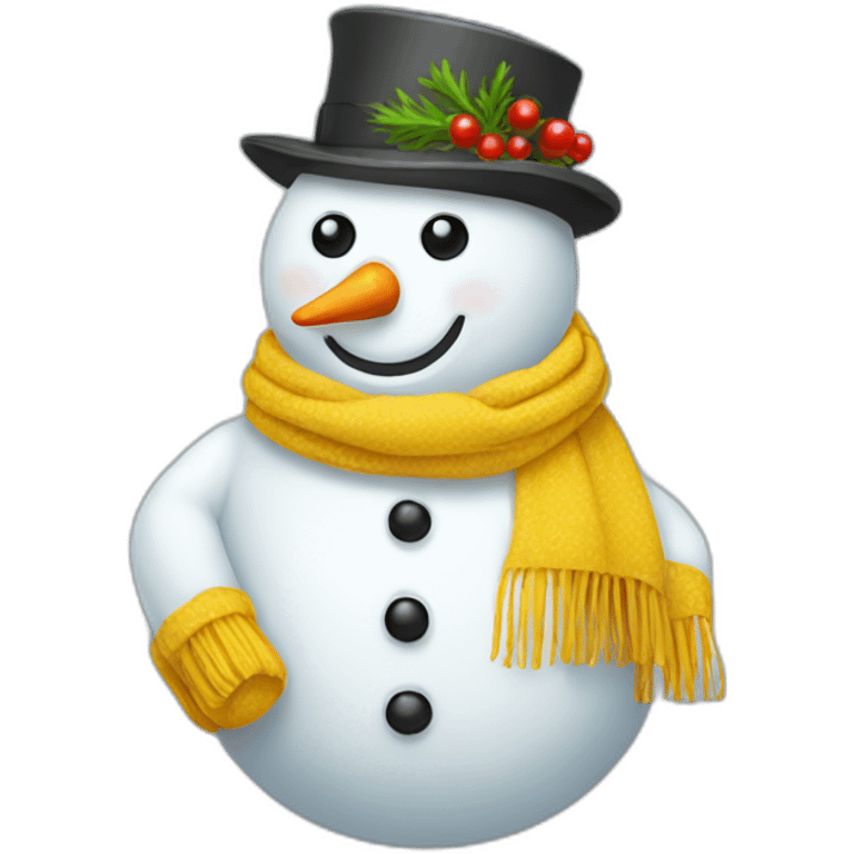 Snowman with yellow scarf emoji