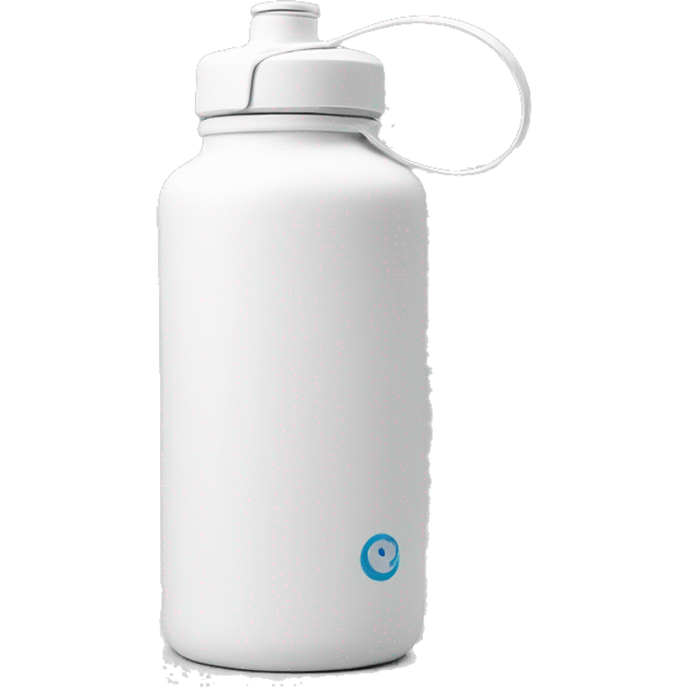 white water bottle with white lid, white handle strap emoji