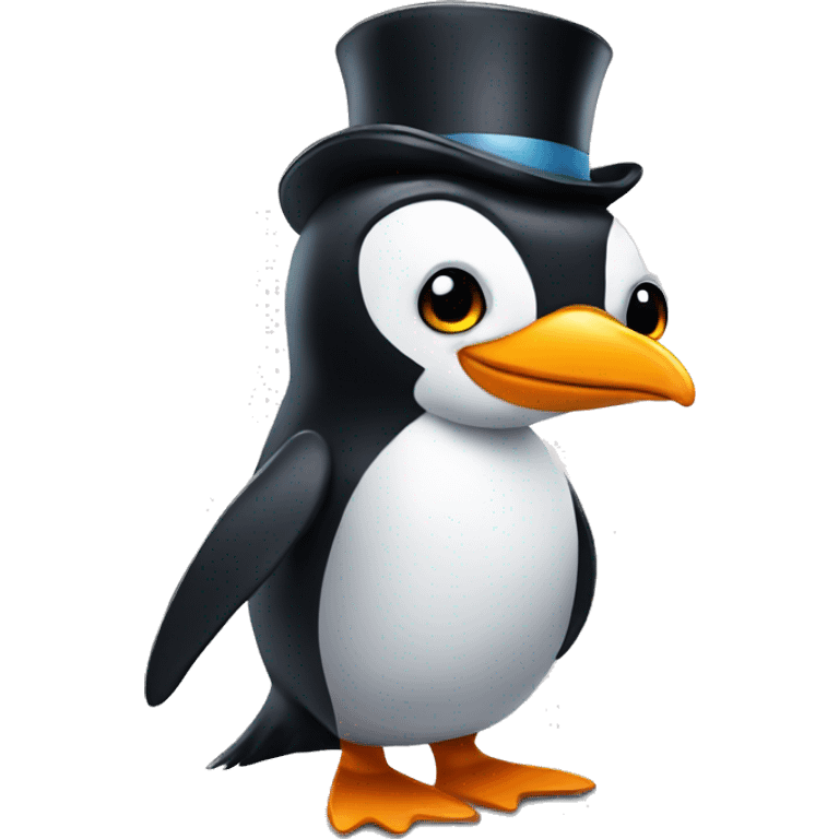 Penguin with tophat emoji