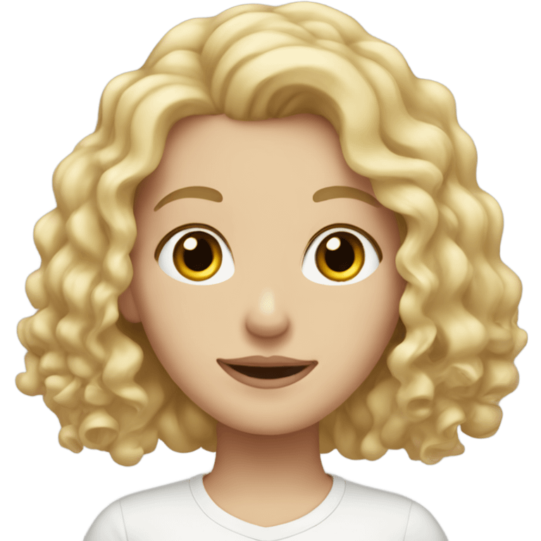 White girl with blonde curly hair emoji