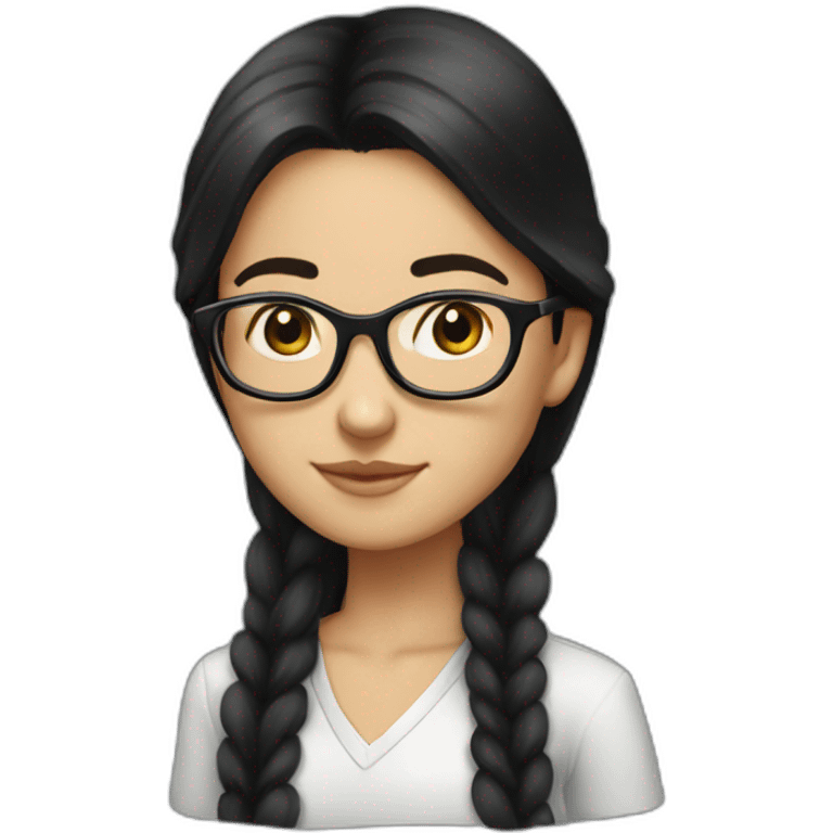 Medium long hair, black hair, glasses, straight hair,Maiden, lovely. emoji