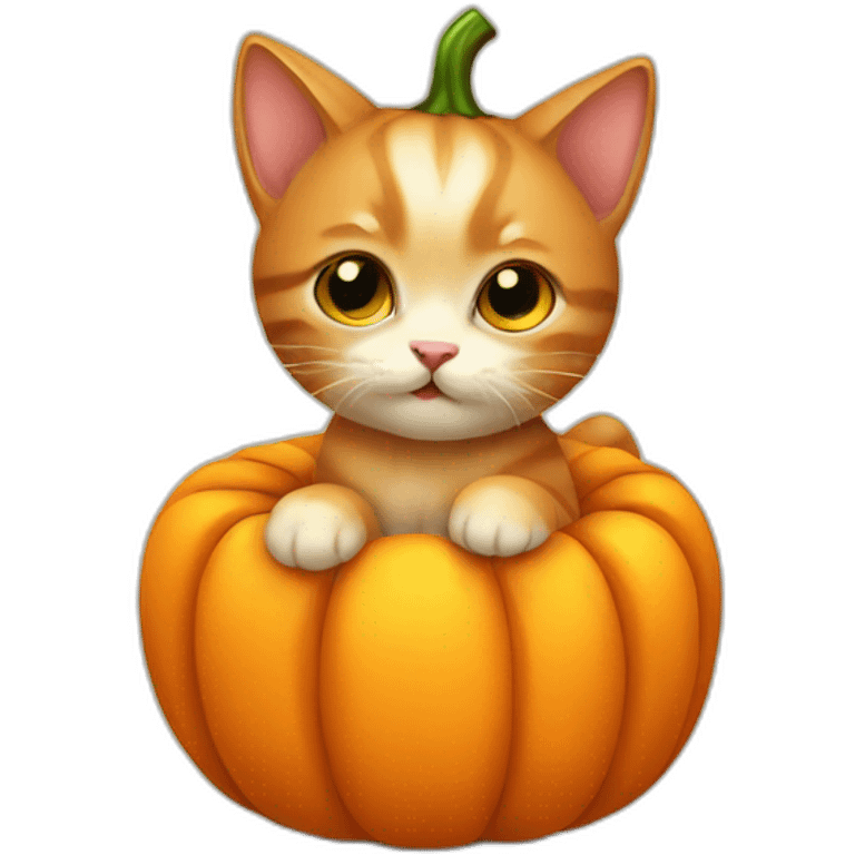 kitten in pumpkin emoji