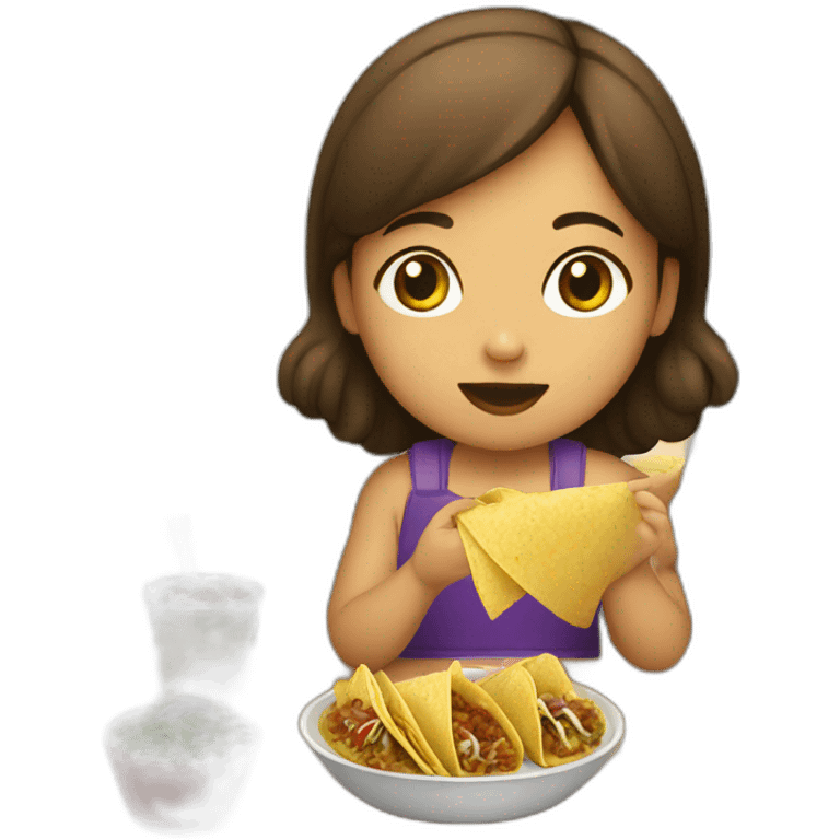 Niña comiendo tacos emoji