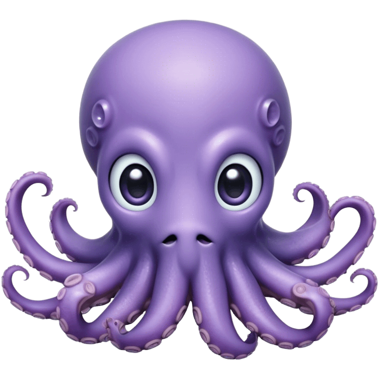 Cinematic Cute Shy Baby Octopus Portrait Emoji, Tentacles tucked slightly inward in an adorably bashful pose, featuring a softly glowing, round light blue-purple body with enormous, soulful eyes peering out timidly, Simplified yet irresistibly adorable features, highly detailed, glowing with a delicate, soothing marine radiance, high shine, quiet yet expressive, stylized with an air of gentle mystery, soft glowing outline, capturing the essence of a tiny, shy deep-sea creature that seems as if it could slowly peek out and explore the world with cautious curiosity! emoji