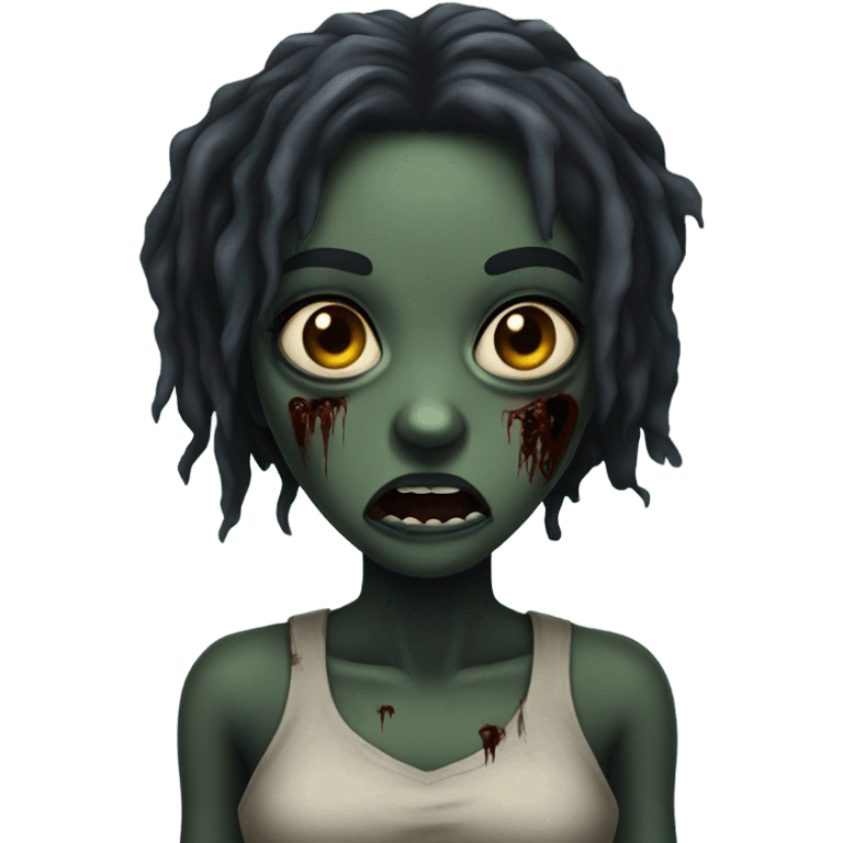 Ebony zombie girl in horror zombie  emoji