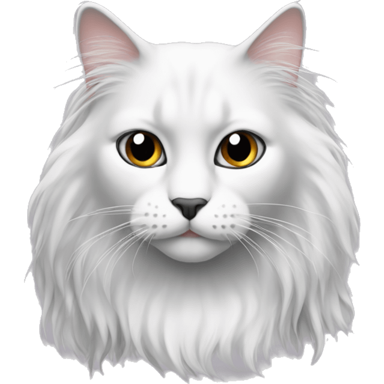 black and white long hair cat with black spot on nose emoji