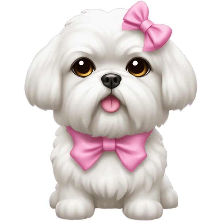 white shihzu with pink bow emoji