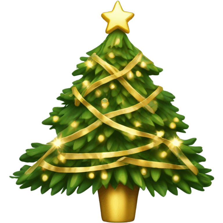 Christmas tree with light golden decoration  emoji