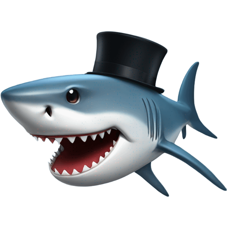 Shark with a top hat emoji