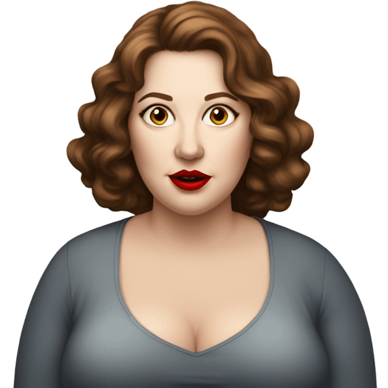 profle picture stunning fat white woman, red lips, long brown hair emoji