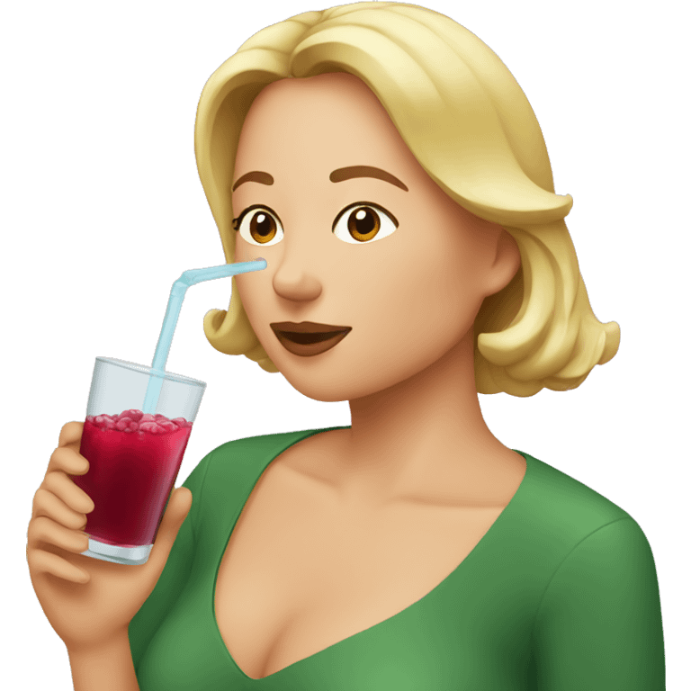 woman drinks cranberry juice emoji