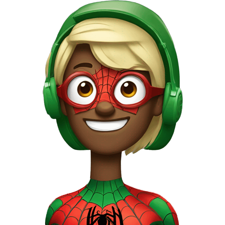 Spiderman green con audifonos emoji