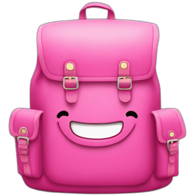 Pink bagpack with a smile emoji