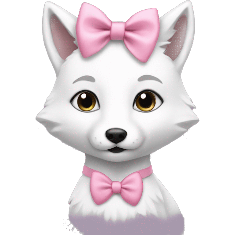 Girl white fox with pink bow in ear emoji