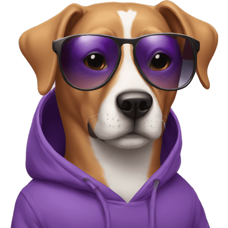 dog with purple hoodie and sunglasses  emoji