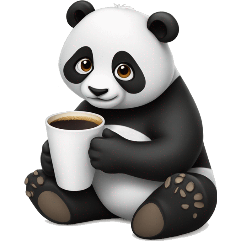 Panda with coffee emoji