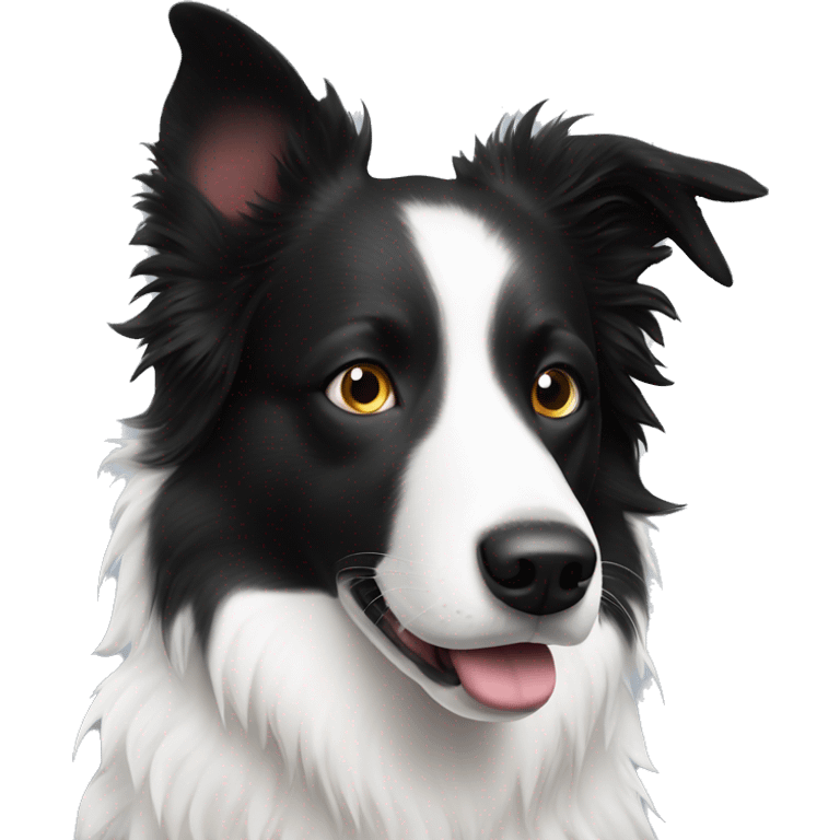 White border collie with black ears and black spot on left eye emoji