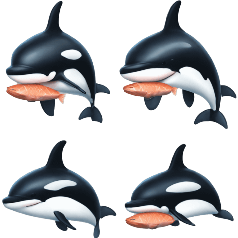 Killer whale with salmon hat emoji