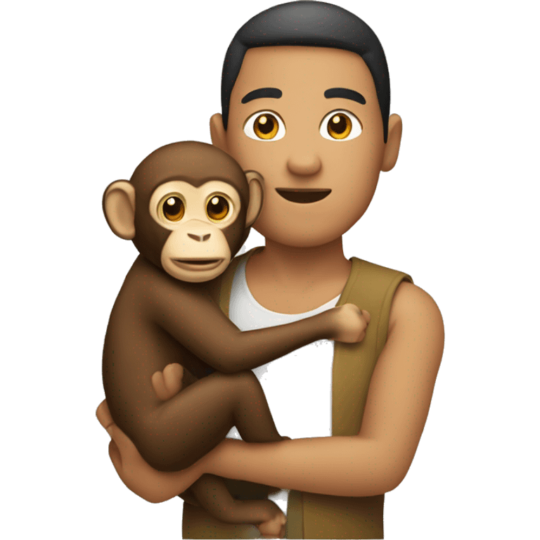 A person holding a monkey emoji