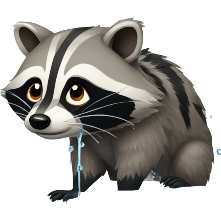 Raccoon soaked in water emoji