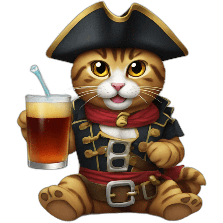 cat pirate drink alcohol emoji