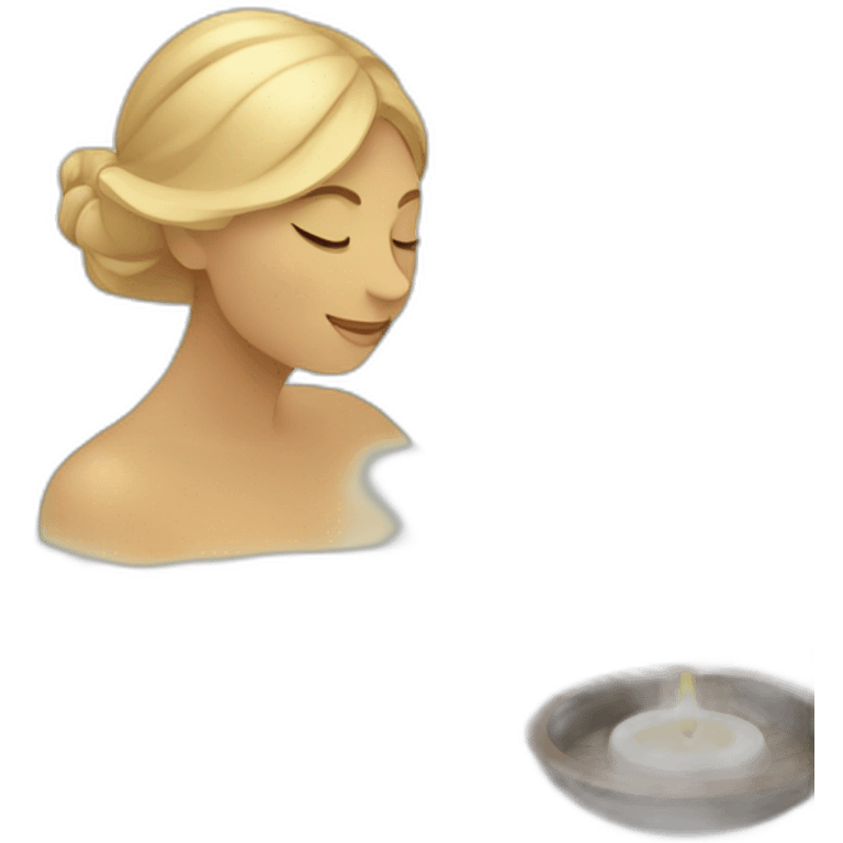 Design a peaceful spa scene with a person amidst swirling, aromatic steam, in a luxury spa emoji