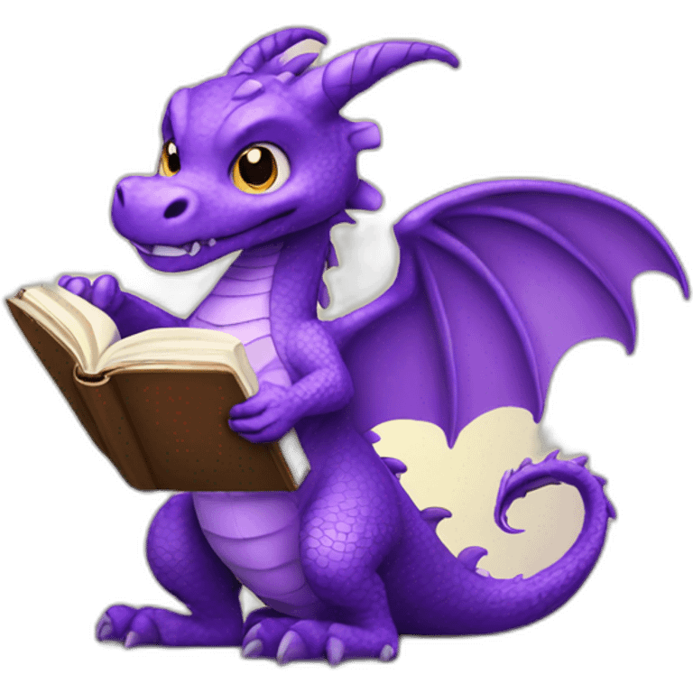 purple dragon holding book emoji