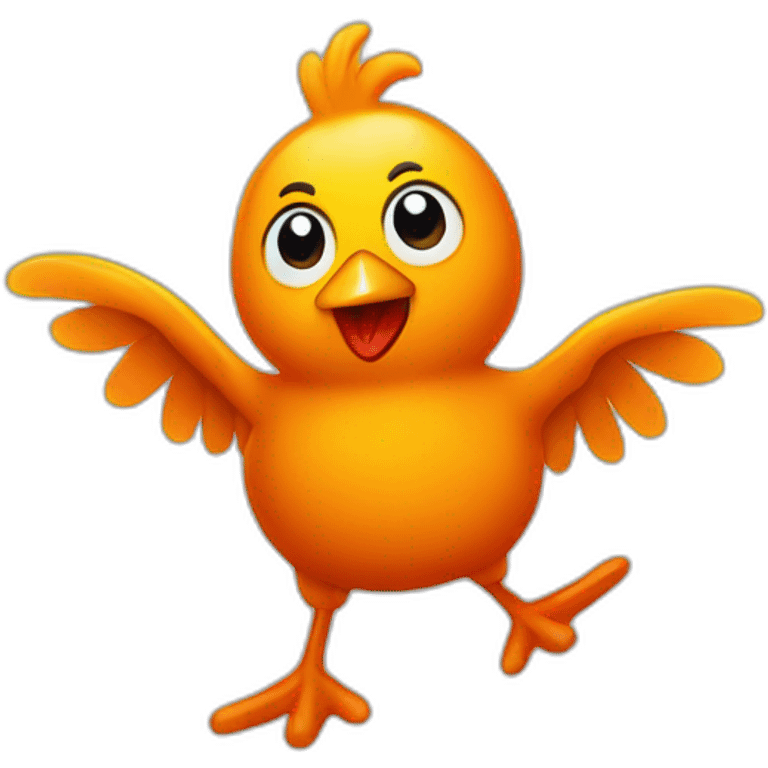 Pollito naranja bailando emoji