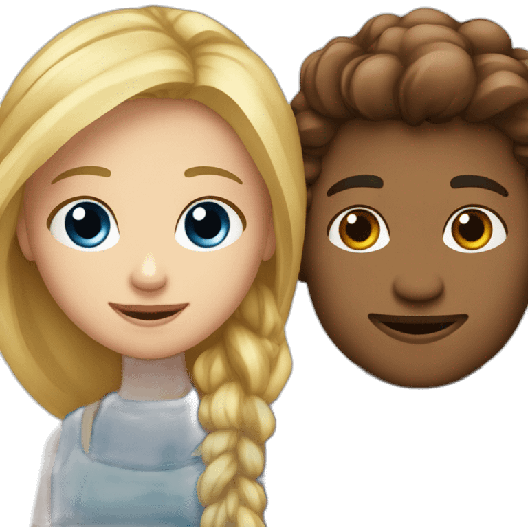 Couple - Garçon blond aux yeux bleus avec fille blonde aux yeux marrons  emoji