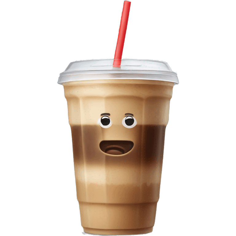 Ice coffee with lid and straw emoji