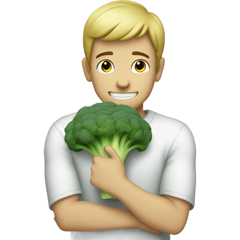 boy hugging Brocolli  emoji