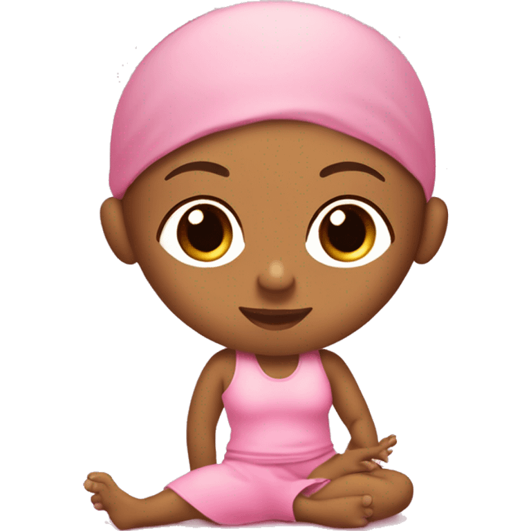 Pilate girl with baby pink pilate clothes and a pink mat doing pilates on mat emoji