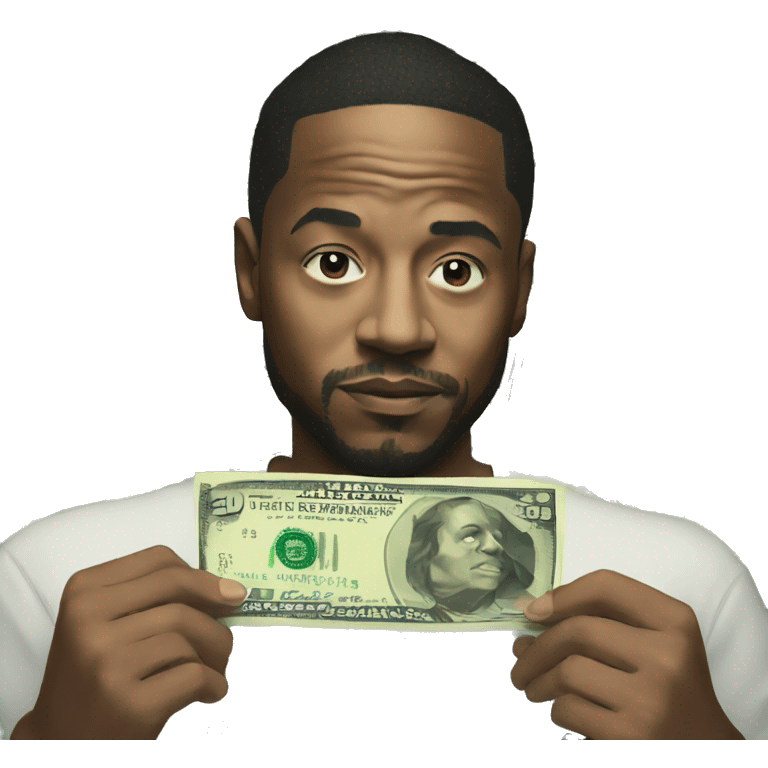 Kendrick Lamar holding money emoji