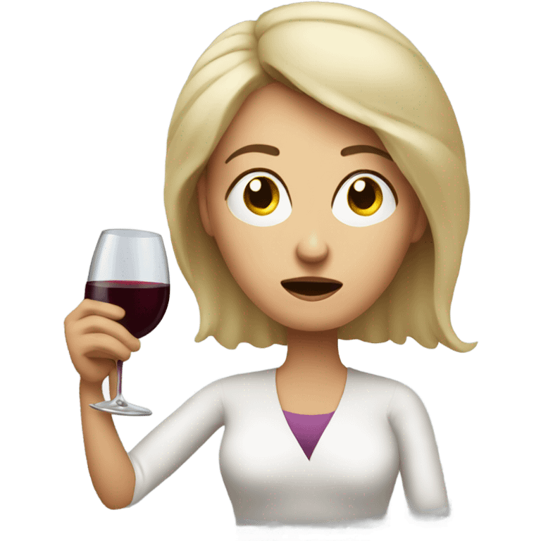 Stressed out white mom with wine emoji