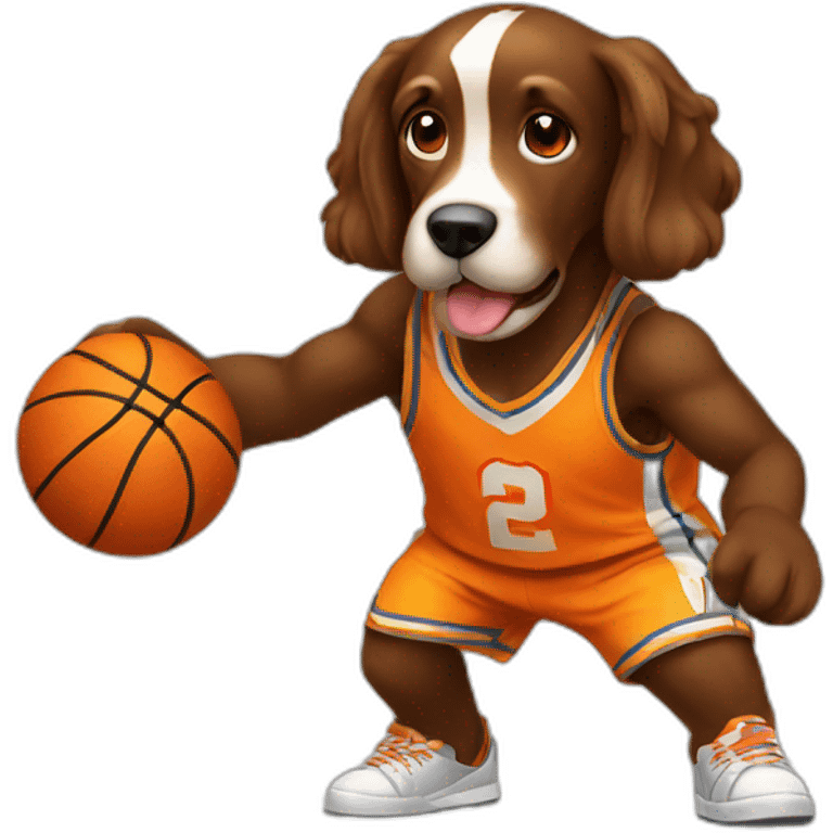 cocker fire black playing basketball emoji