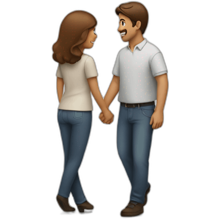 couple holding hands with man looking back emoji