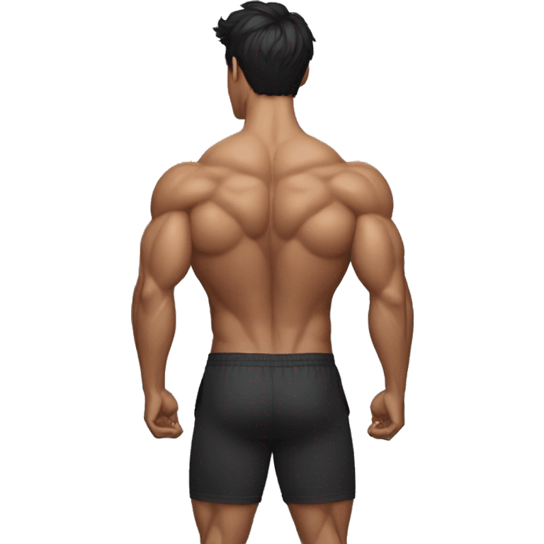 dark haired gym bro back muscles emoji