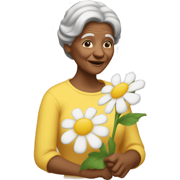 grandmother with a flower on ha ir emoji