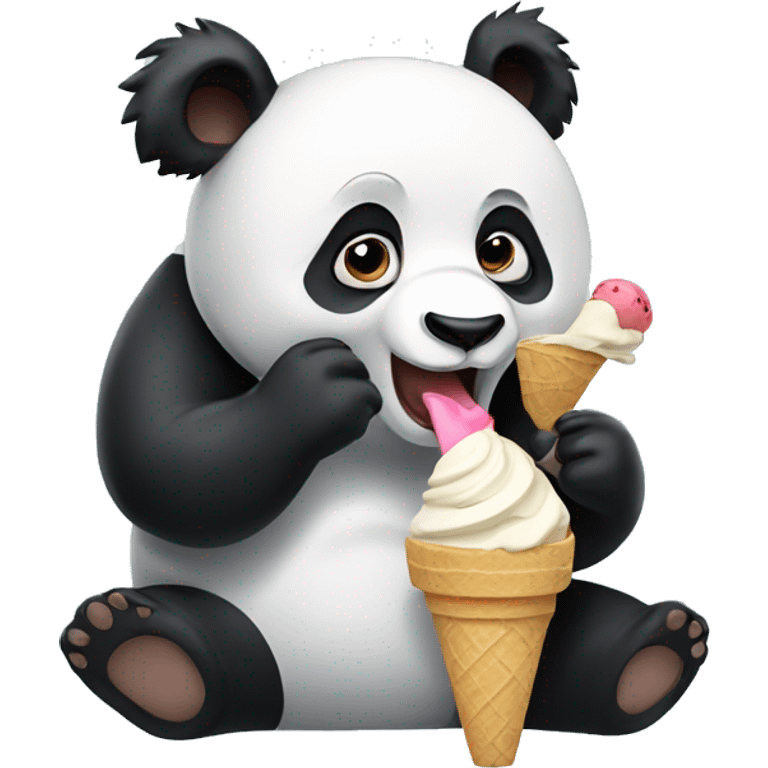 Panda eating ice cream emoji