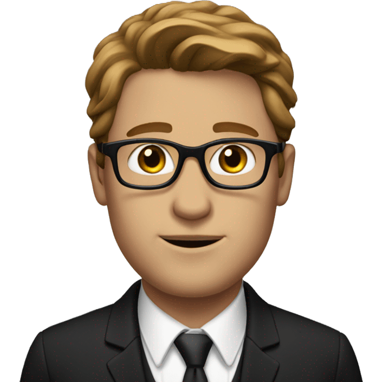 white man with brown hair and glasses in tuxed emoji