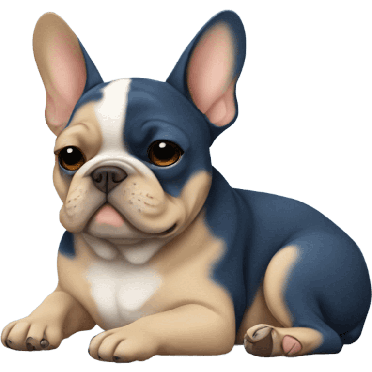 dark blue and tan french bulldog sleeping  emoji