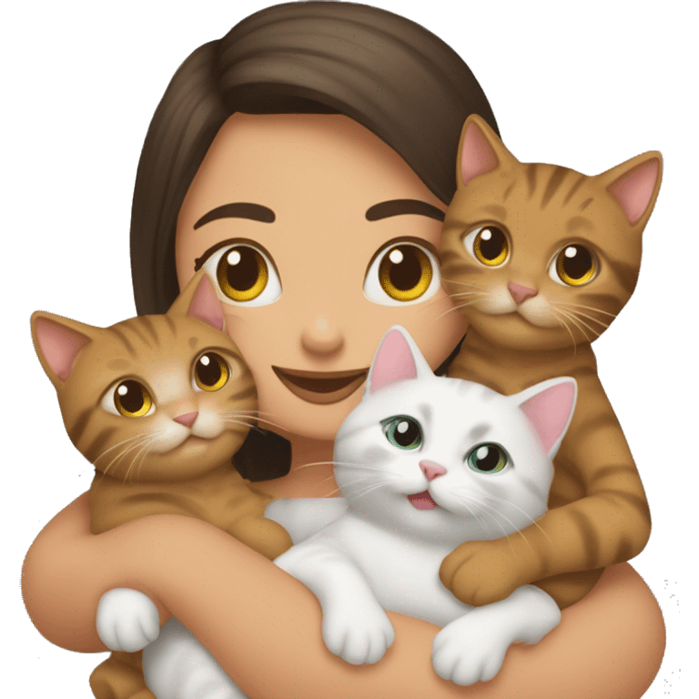 Multiple pet cats in a girl’s lap emoji