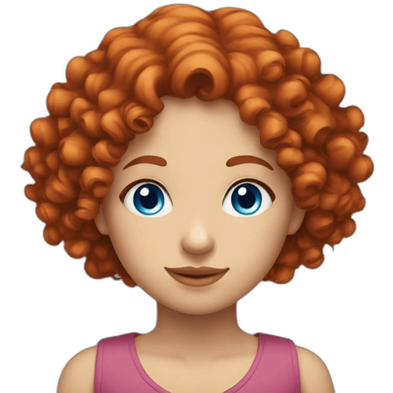 Red curly hair girl with blue eyes emoji