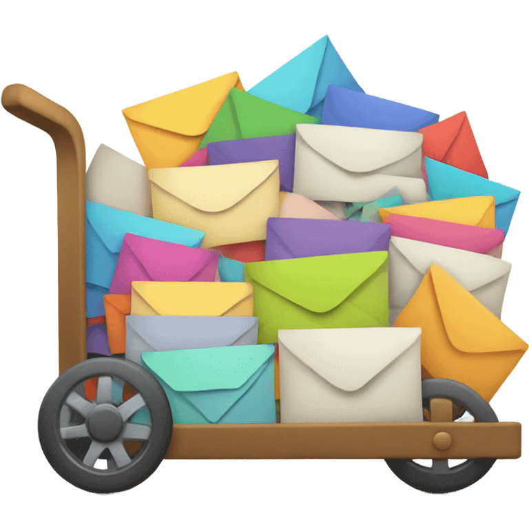 cart full of big enveloppes emoji