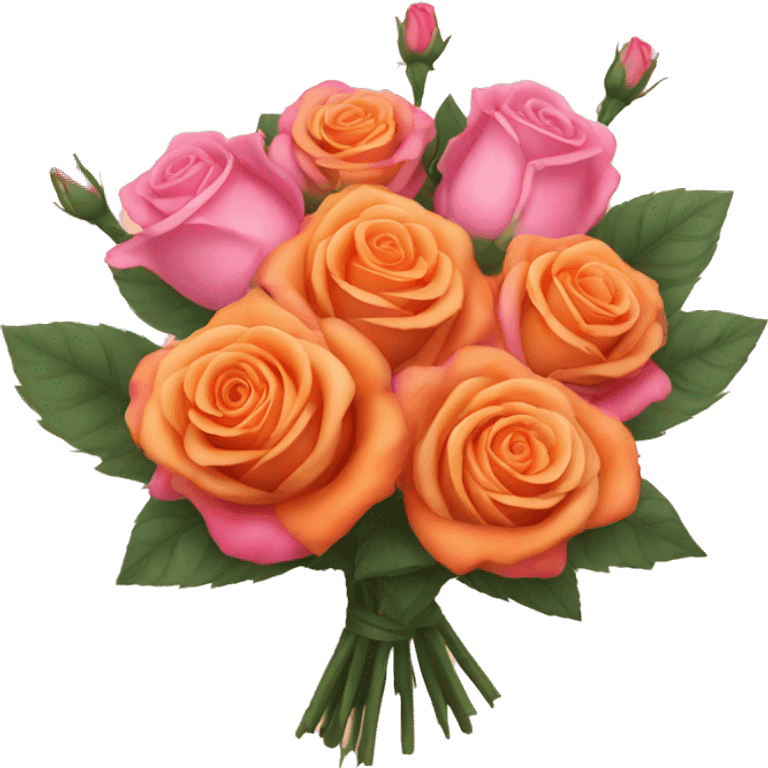 Orange and pink rose bouquet  emoji